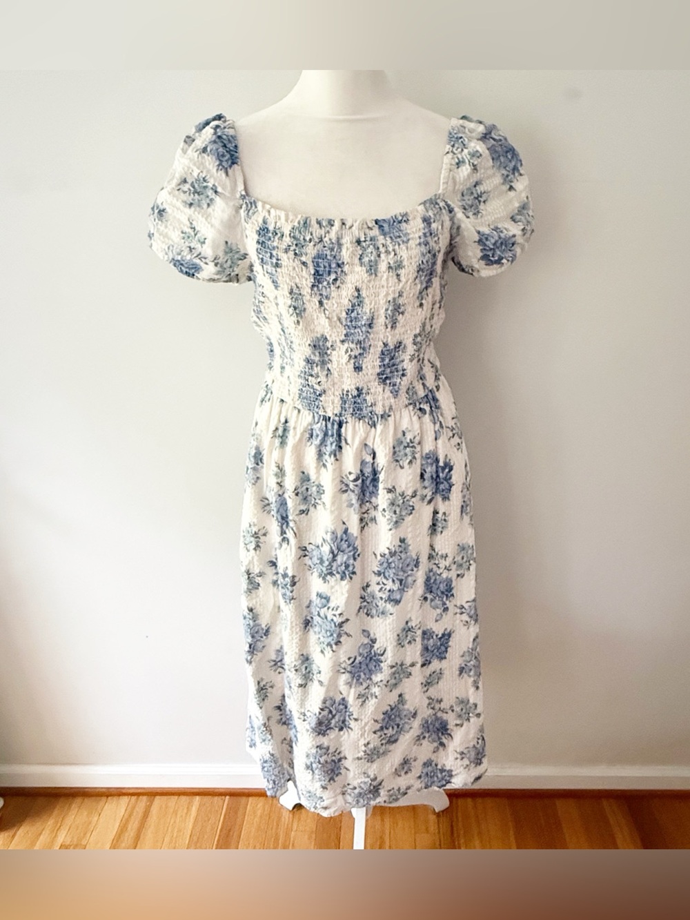 Loft Women 100% Cotton Floral Peasant Dress Small Garden Cottagecore Milkmaid